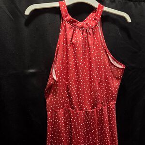 NWT Rockabilly Retro Cottagecore Halter Dress Polka Dot Pin-Up  OE OUGES SZ L